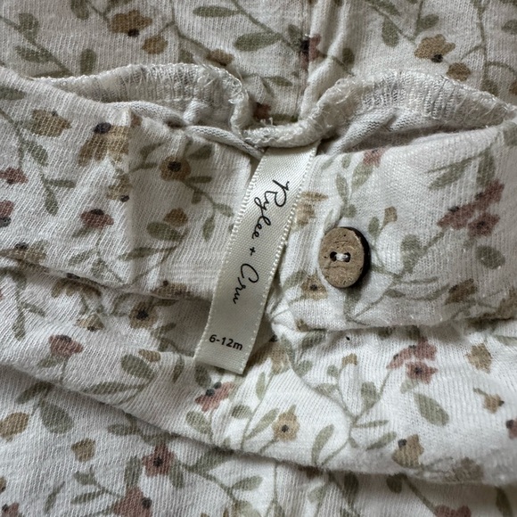 Rylee + Cru Baby Pants with Floral Pattern in Cream and Green - Picture 3 of 3